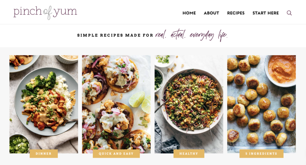 pinch of yum - best blog examples for a food blog.