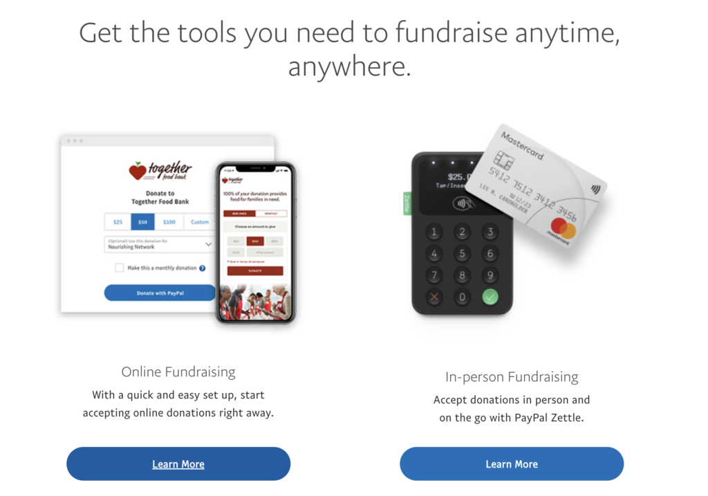 paypal online fundraising.