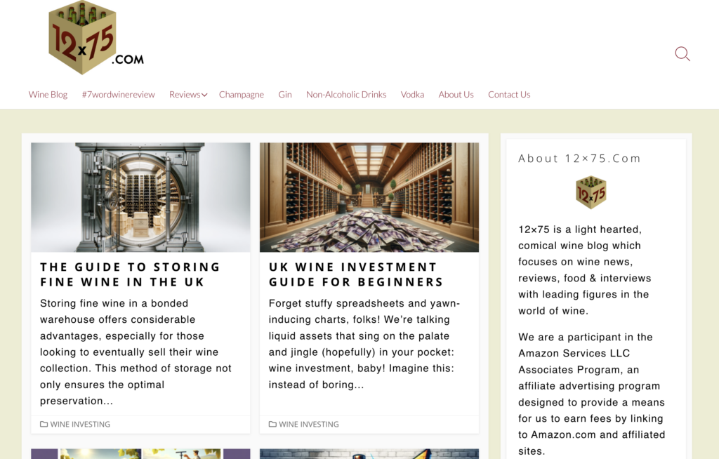 What Is a Blog Example: 12x75 Wine Blog.