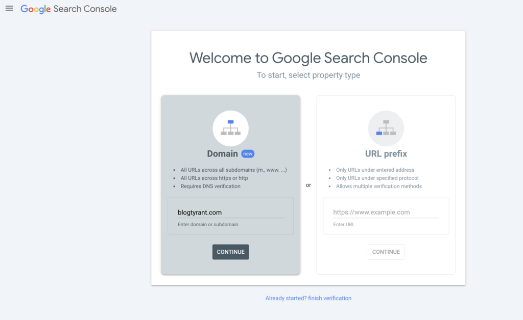 adding your website to google search console.